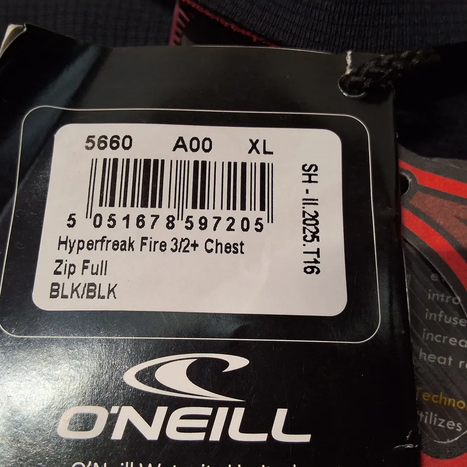 O'NEILL HYPERFREAK FIRE 3/2+ CHEST ZIP FULL WETSUIT - XL - BLACK