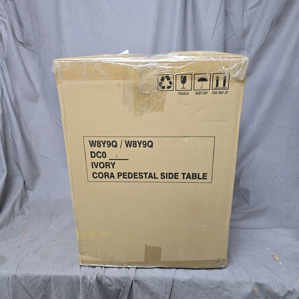 CORA PEDESTAL SIDE TABLE - IVORY