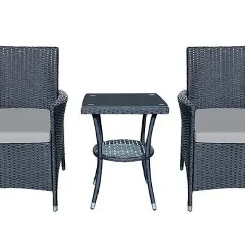2-SEATER CHISWICK RATTAN BISTRO SET - GREY (1 BOX)