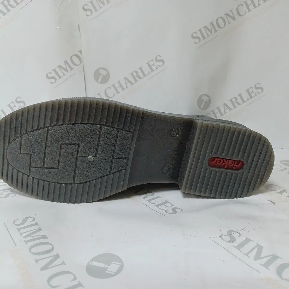 BOXED PAIR OF RIEKER LACE UP BOOTS IN BLACK UK SIZE 6.5