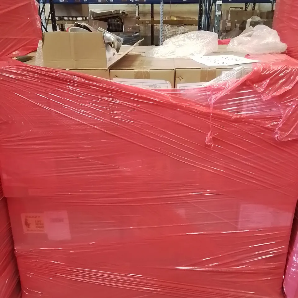 PALLET CONTAINING LARGE QUANTITY OF 8" RED INDUSTRIAL WHEELS