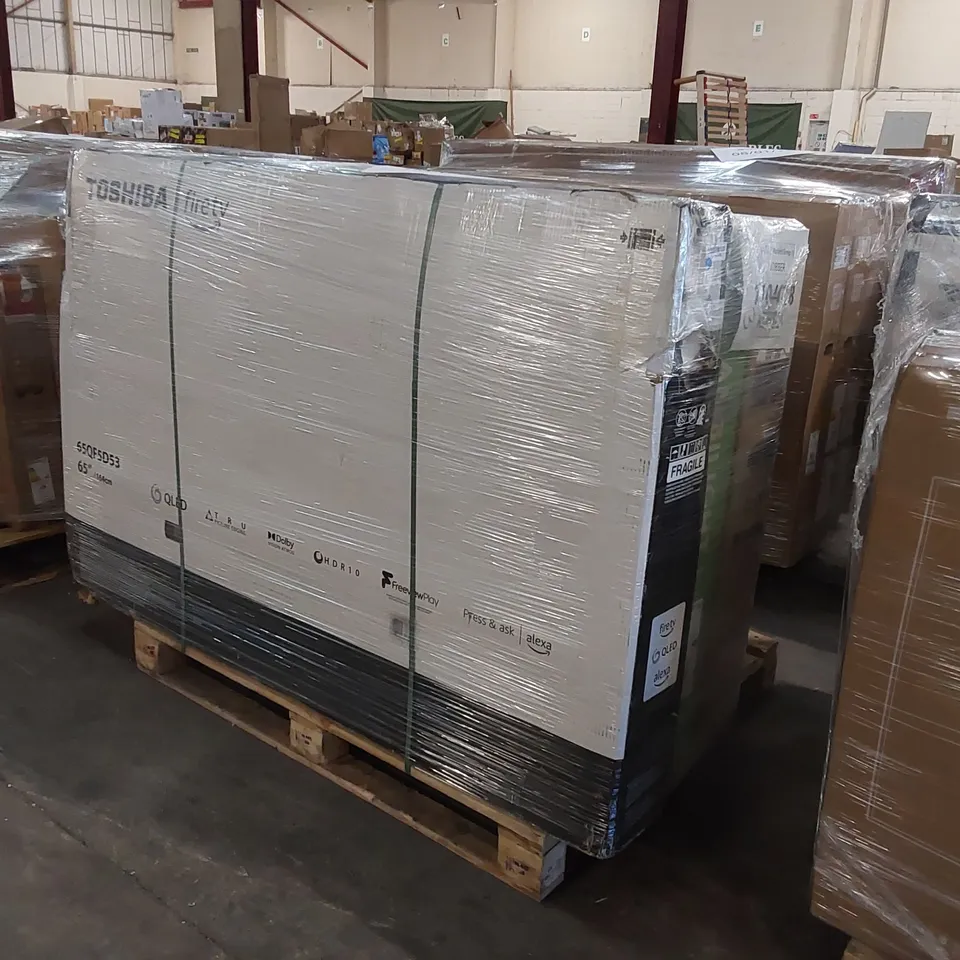 PALLET OF APPROXIMATELY 6 UNPROCESSED RAW RETURN TELEVISIONS TO INCLUDE;