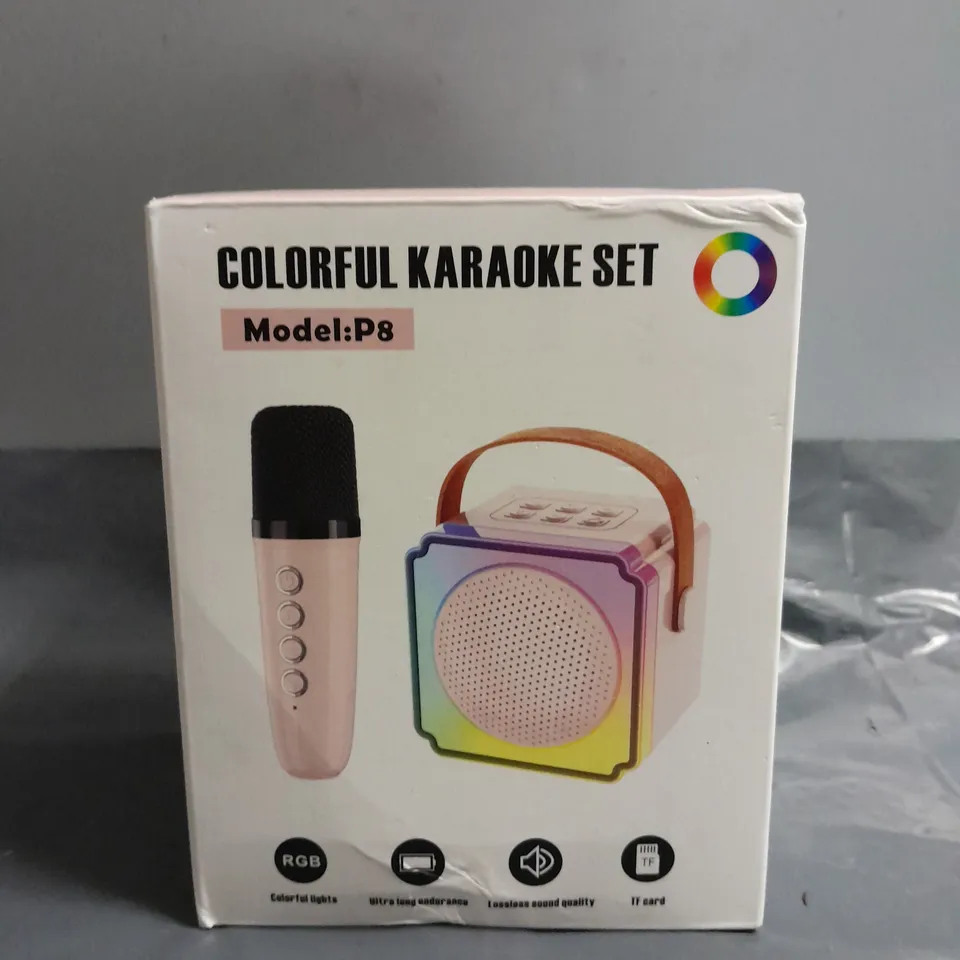 BOXED COLORFUL KARAOKE SOUND SYSTEM IN PINK - P8 