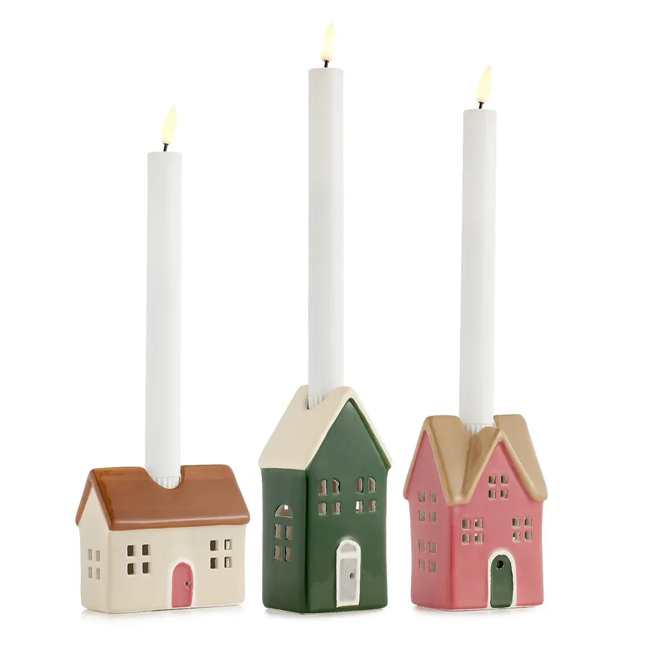 HOME REFLECTIONS SET OF 3 CANDLE HOLDER HOUSES