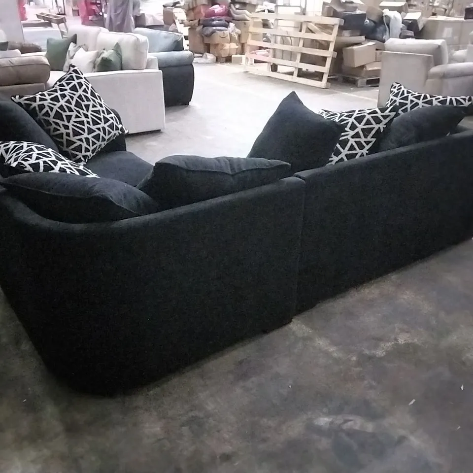 QUALITY DESIGNER BARCELONA BLACK FABRIC OVERSIZED SECTIONAL SOFA. 