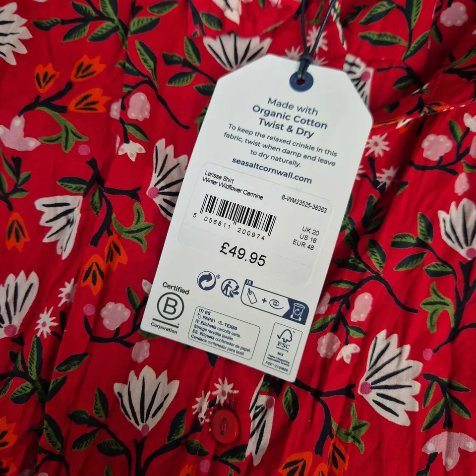 SEASALT CORNWALL LARISSA SHIRT IN WINTER WILDFLOWER CARMINE - UK 20