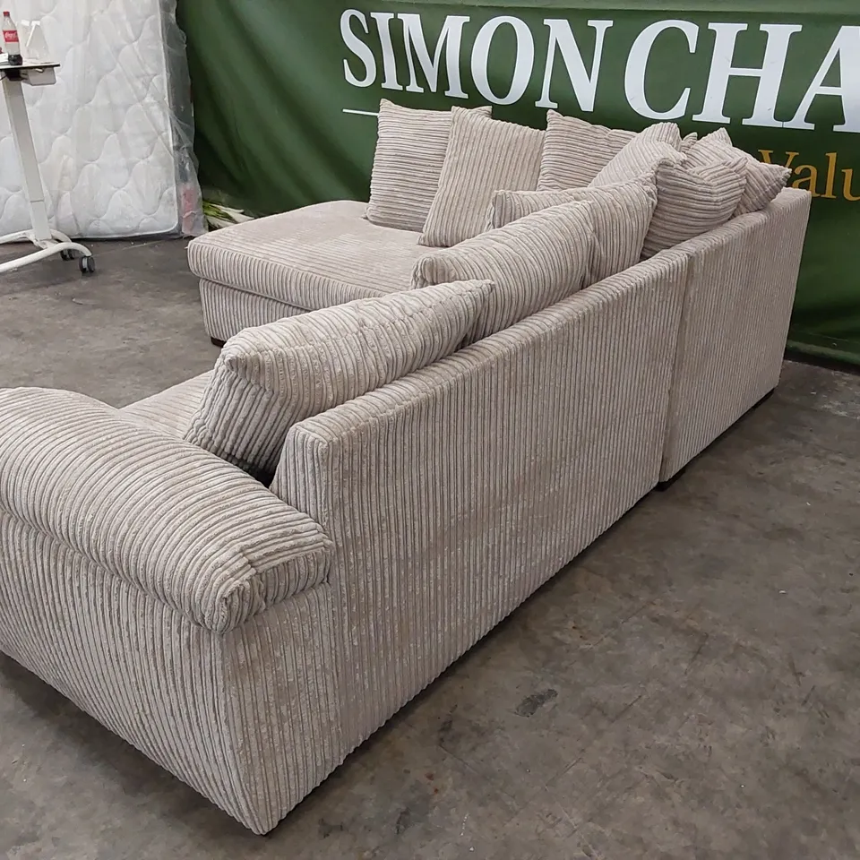QUALITY DESIGNER AMALFI FABRIC UPHOLSTERED SCATTERBACK CORNER CHAISE SOFA 
