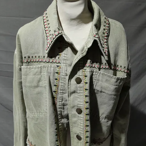 ZARA EMBROIDERED DOUBLE POCKET JACKET SIZE XS 