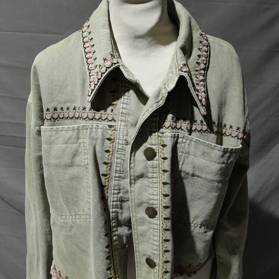 ZARA EMBROIDERED DOUBLE POCKET JACKET SIZE XS 