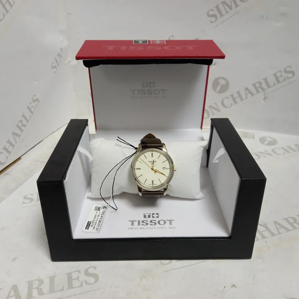 TISSOT-STYLE LEATHER STRAP WATCH