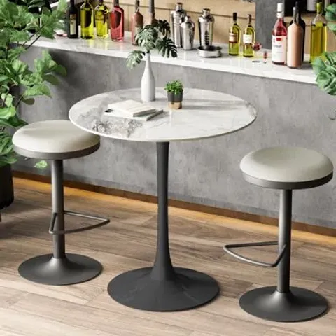 BOXED DINING TABLE MODERN ROUND KITCHEN TABLE WITH METAL PEDESTAL BASE (1 BOX)