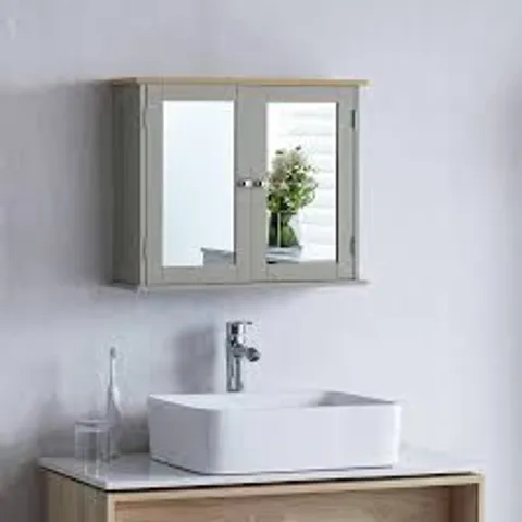 BOXED PRIANO 1 DOOR MIRRORED WALL CABINET - GREY & OAK (1 BOX)