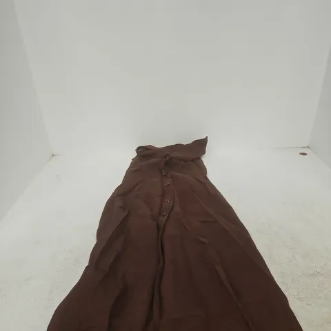 NOBODY'S CHILD HALTER TAILORED MIDI DRESS – BROWN, UK 8 (EU 36, USA 4)