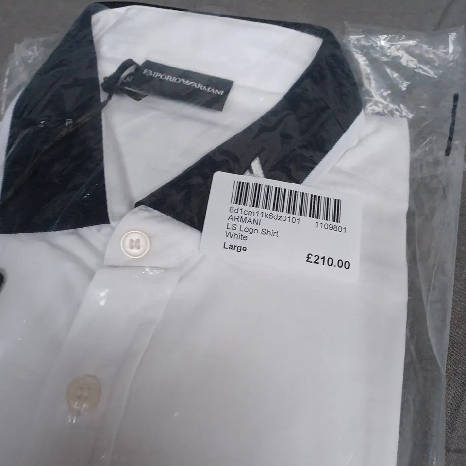 BAGGED EMPORIO ARMANI LONG SLEEVE LOGO SHIRT SIZE L