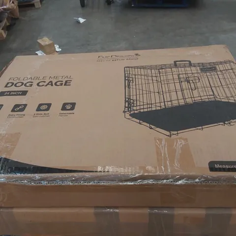 BOXED FURDREAMS 24" FOLDING METAL DOG CAGE