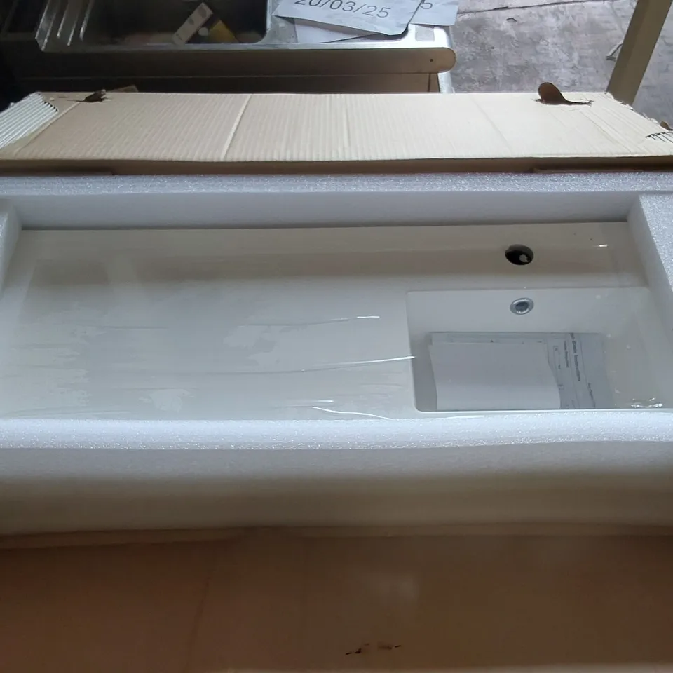 BOXED SGL GELCOAT POLYMARBLE MINI WASH BASIN RH  W850 D305 H140