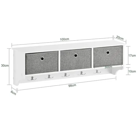 SOBUY FRG282-W, WALL COAT RACK WALL SHELF WALL STORAGE CABINET UNIT, WHITE 
