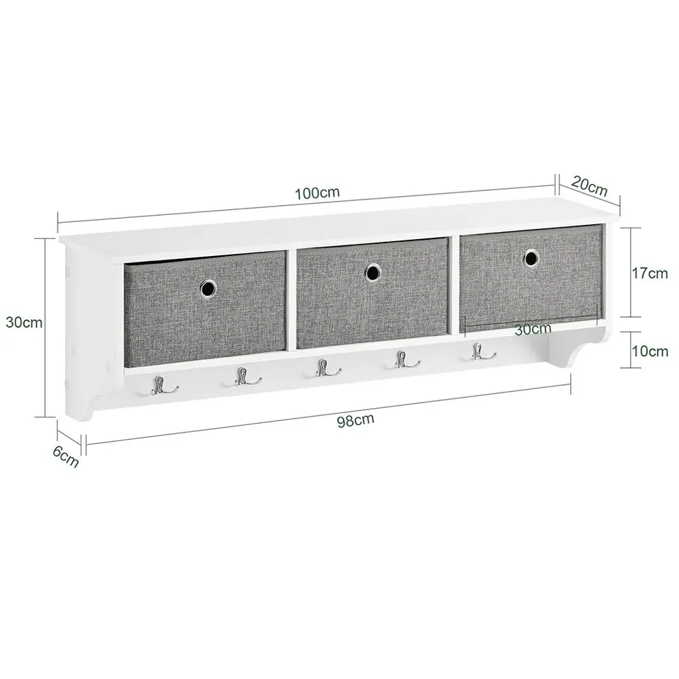 SOBUY FRG282-W, WALL COAT RACK WALL SHELF WALL STORAGE CABINET UNIT, WHITE 