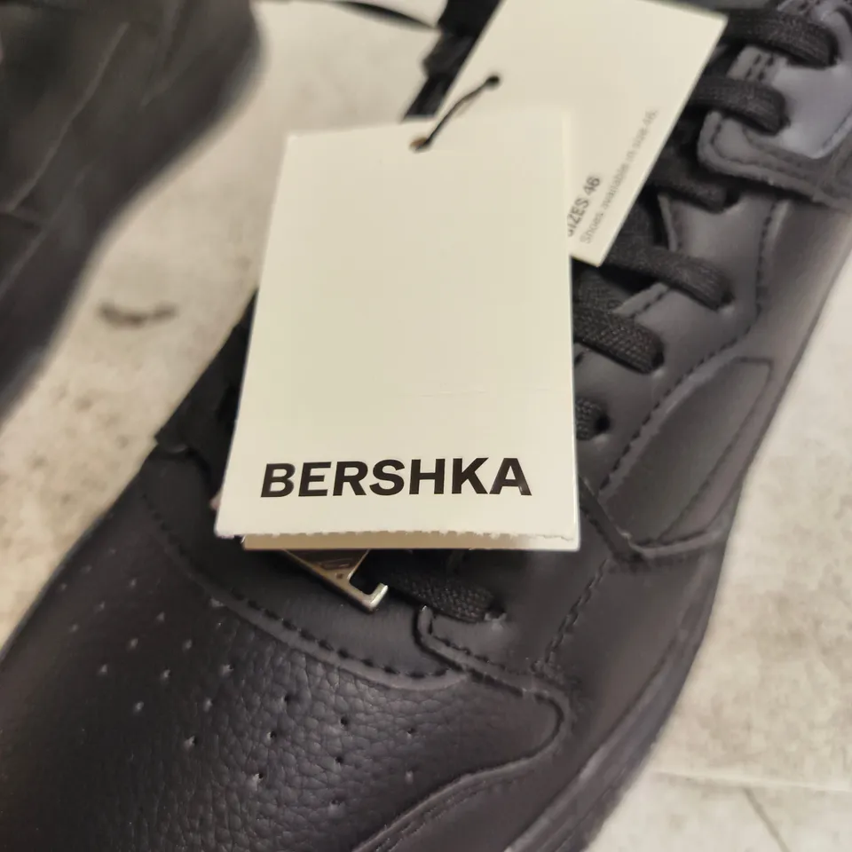 BERSHKA BLACK TRAINERS, UK 9 (EUR 43) WITH DUST BAG