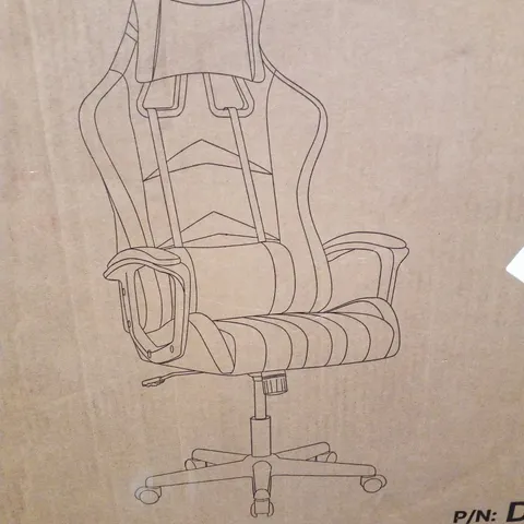 BOXED GAMING CHAIR - BLACK LEATHER