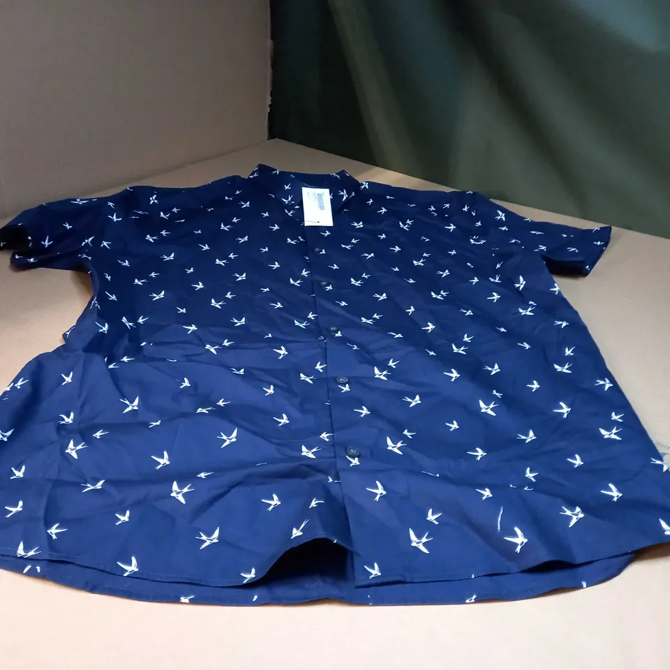BURTON MENS NAVY PRINT SLIM FIT SHIRT - XL