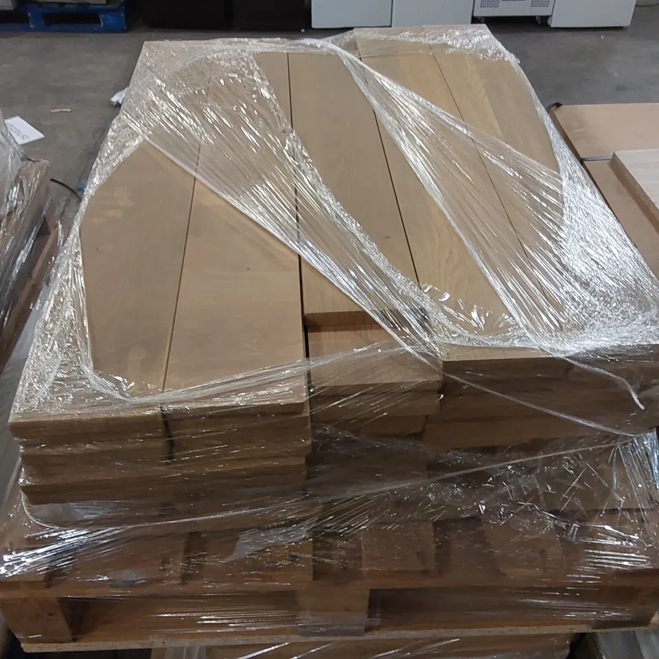 PALLET OF APPROXIMATELY 80 BRAND NEW CANTERBURY LISSA OAK KITCHENS/BEDROOM REPLACEMENT CABINET DOOR/DRAWER/END PANELS IN ASSORTED SIZES TO INCLUDE;