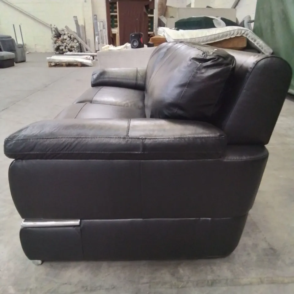 QUALITY DESIGNER PRIMO LEATHER BLACK 2 SEATER SOFABED 