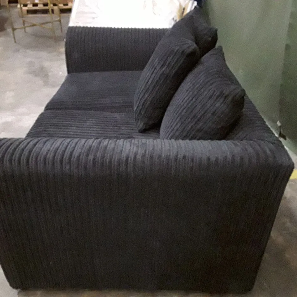 QUALITY DESIGNER 2 SEATER SOFA - BLACK CORDUROY FABRIC 