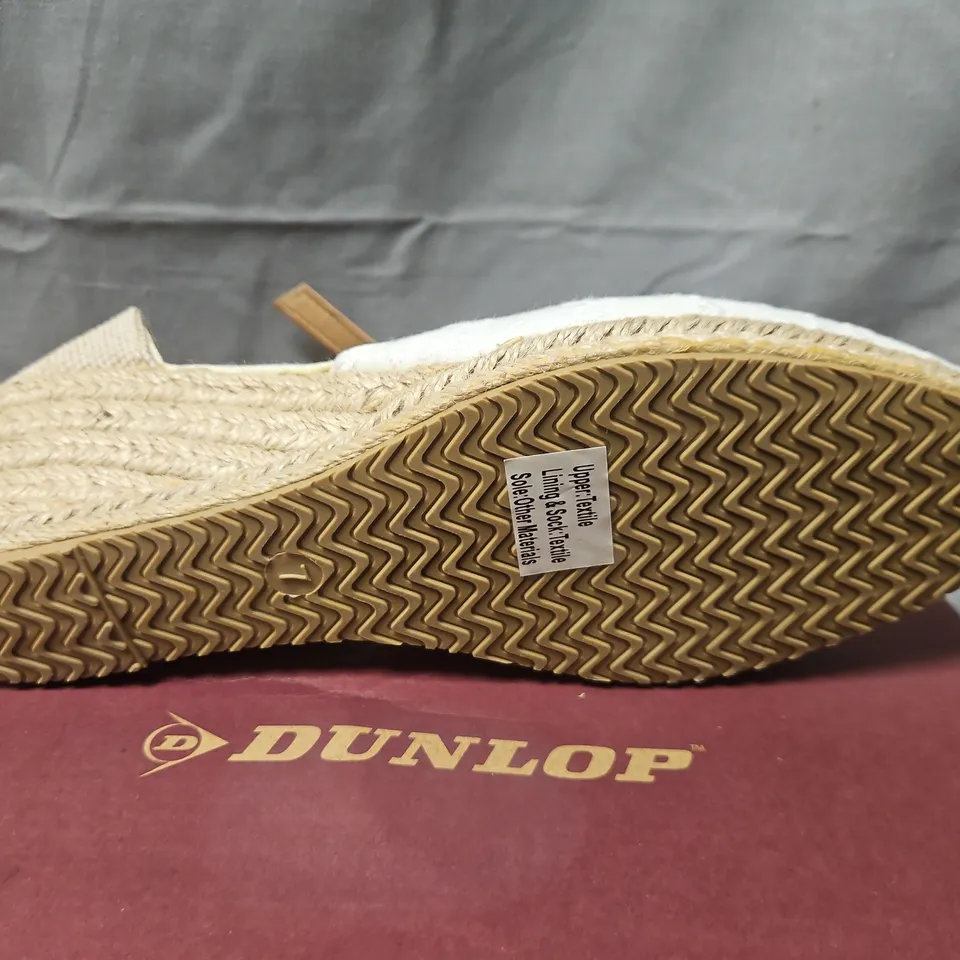 DUNLOP WHITE ESPADRILLE WEDGE SANDALS – ANKLE STRAP (BOXED) - UK SIZE 7