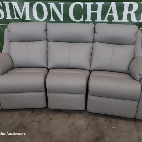 QUALITY BRITISH DESIGNER G PLAN KINGSBURY THREE SEATER CURVED SOFA CAMBRIDGE GREY LEATHER