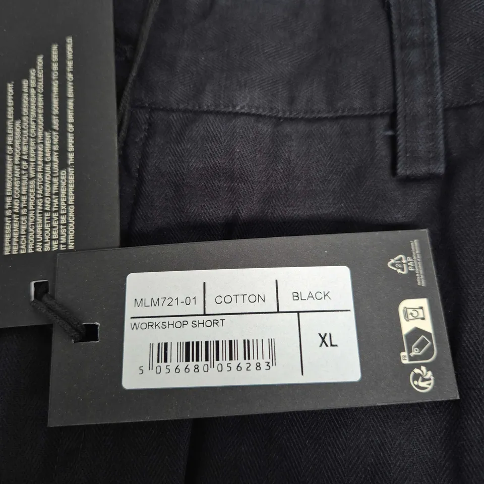 REPRESENT WORKSHOP SHORT – COTTON, BLACK, XL (MEN'S)