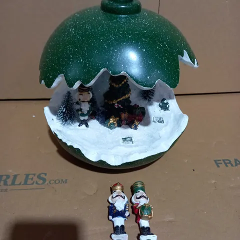SANTAS EXPRESS PRE-LIT SPHERE WITH CHRISTMAS CHARACTER SCENE