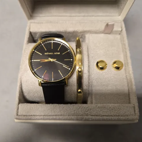 BOXED MICHAEL KORS GIFT SET TO INCLUDE - WATCH , BRACELET & EARRINGS