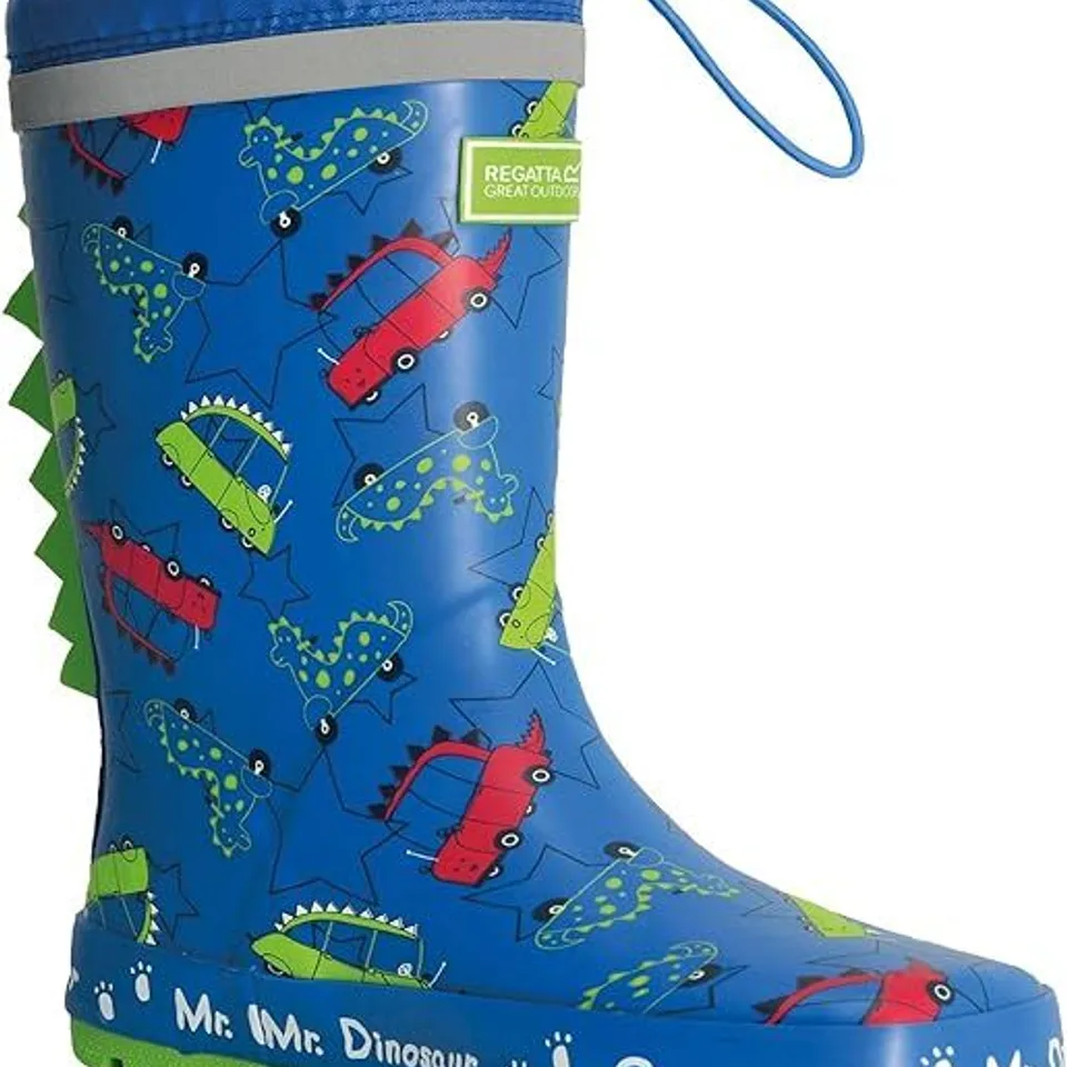 BRAND NEW REGATTA PEPPA PUDDLE WELLIES IN IMP BLUE DINO - UK 8