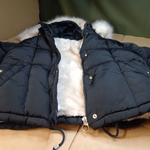TOPSHOP BLACK FAUX FUR LINED WINTER JACKET - SIZE 8
