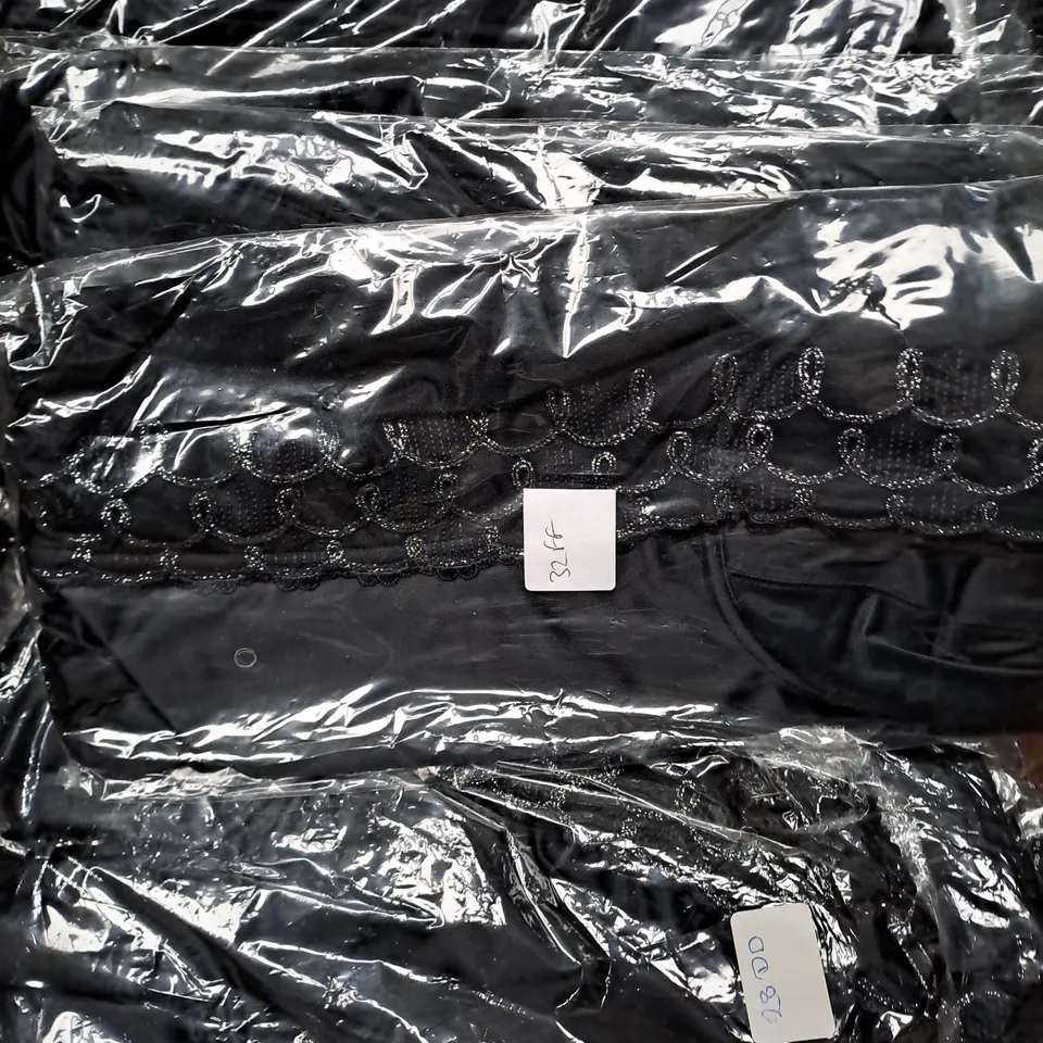 BOX OF APPROXIMATELY 30 ASSORTED WOMEN'S LACY BLACK CLOTHING ITEMS IN VARIOUS SIZES - COLLECTION ONLY