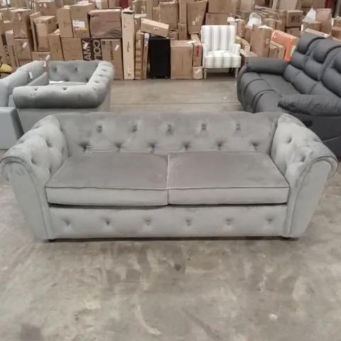 AUDLEY 3 SEATER CHESTERFIELD SOFA, GREY HOUSE VELVET