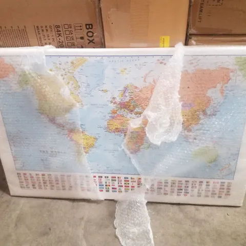 WORLD MAP WITH FLAGS - WRAPPED CANVAS PRINT