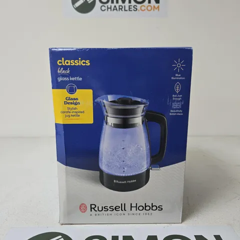 RUSSELL HOBBS CLASSICS BLACK GLASS KETTLE β BOXED