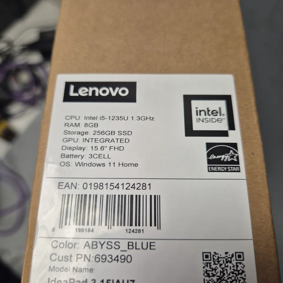 BOXED LENOVO IDEAPAD 3I INTEL I5 LAPTOP IN MYSTIC BLUE - 15IAU7