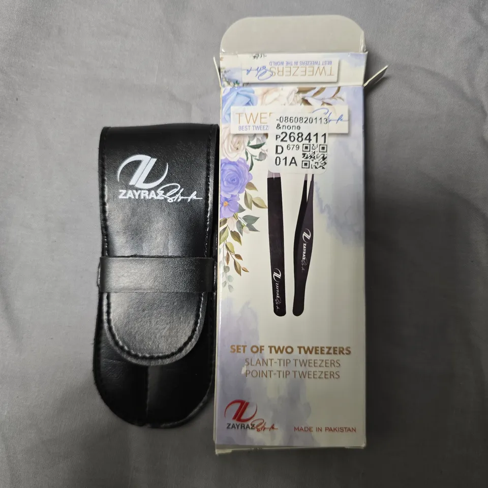 ZAYRA STYLE SET OF TWO TWEEZERS – SLANT-TIP & POINT-TIP - APPROXIMATELY 15 PCS  