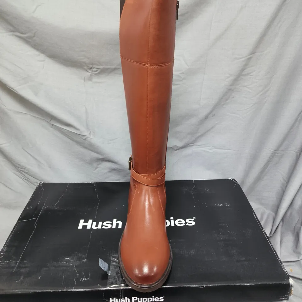 HUSH PUPPIES VICTORIA LONG BOOTS – WOMEN’S TAN LEATHER KNEE-HIGH BOOTS, UK 5