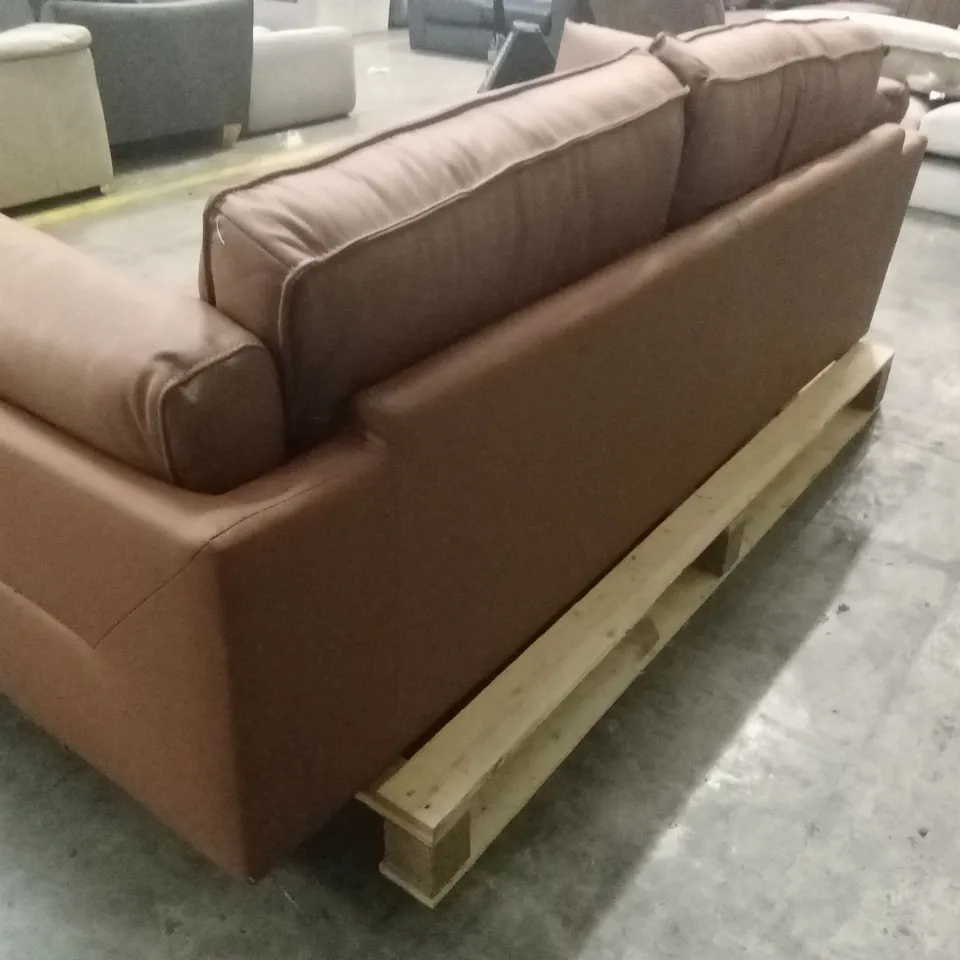 SASHA 3 SEATER LEATHER/FAUX LEATHER SOFA - TAN RRP £1199
