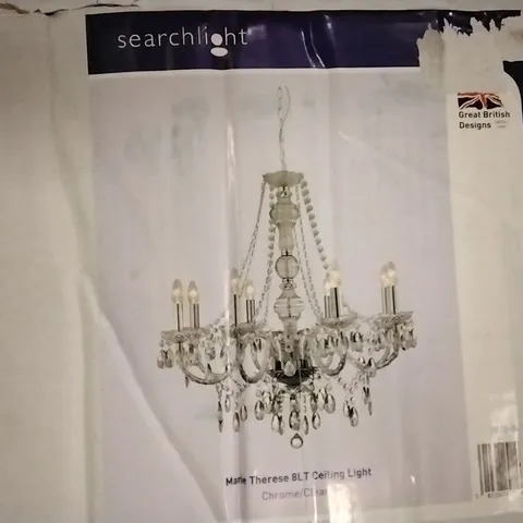 BOXED MARIE THERESA 8 LIGHT CANDLE STYLE CHANDELIER CHROME