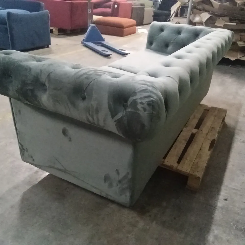 QUALITY DESIGNER 3 SEATER CHESTERFIELD SOFA BED - CHARCOAL VELVET