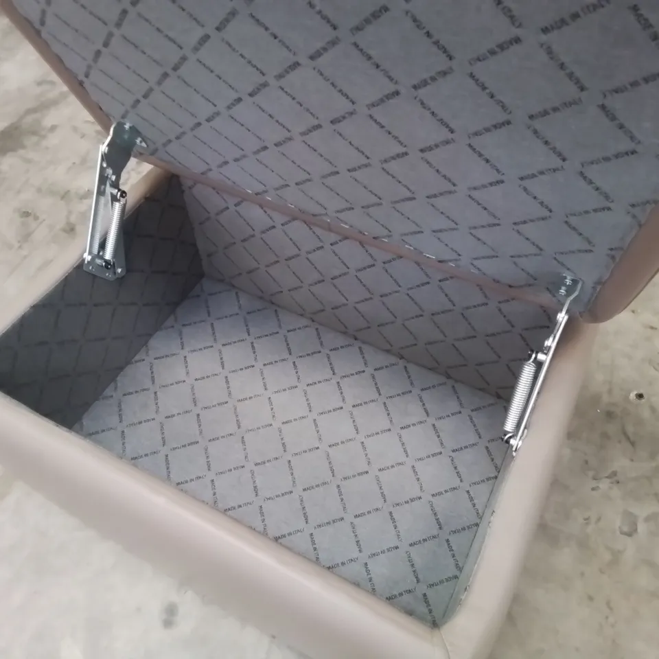 QUALITY ITALIAN DESIGNER PANDORA STORAGE FOOTSTOOL LIGHT MUD LEATHER