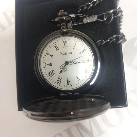 MENS EDISON POCKET WATCH β QUARTZ MOVEMENT β CHAIN AND GIFT BOX INCLUDED