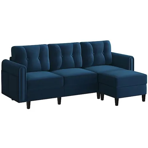 BOXED YAHEETECH 3-SEATER SOFA UPHOLSTERED CORNER SOFA - BLUE (3 BOXES)