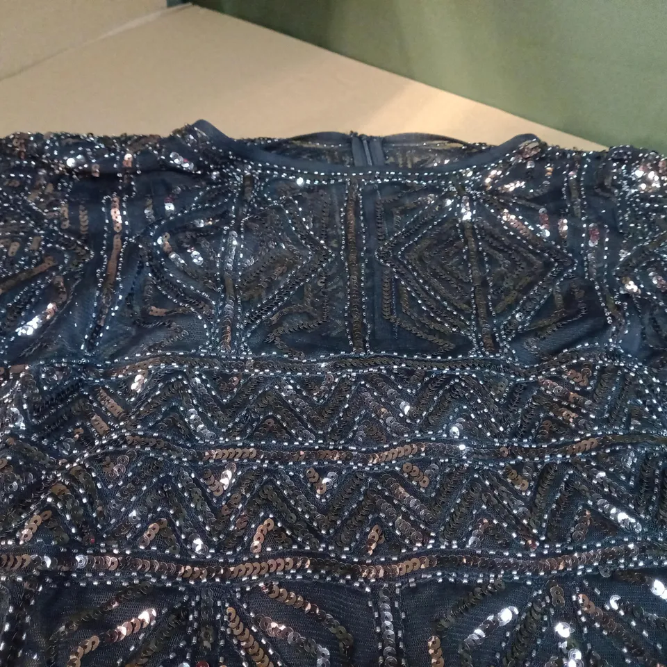 BOOHOO BLACK/SILVER SEQUIN DETAILED MINI DRESS - SIZE 12