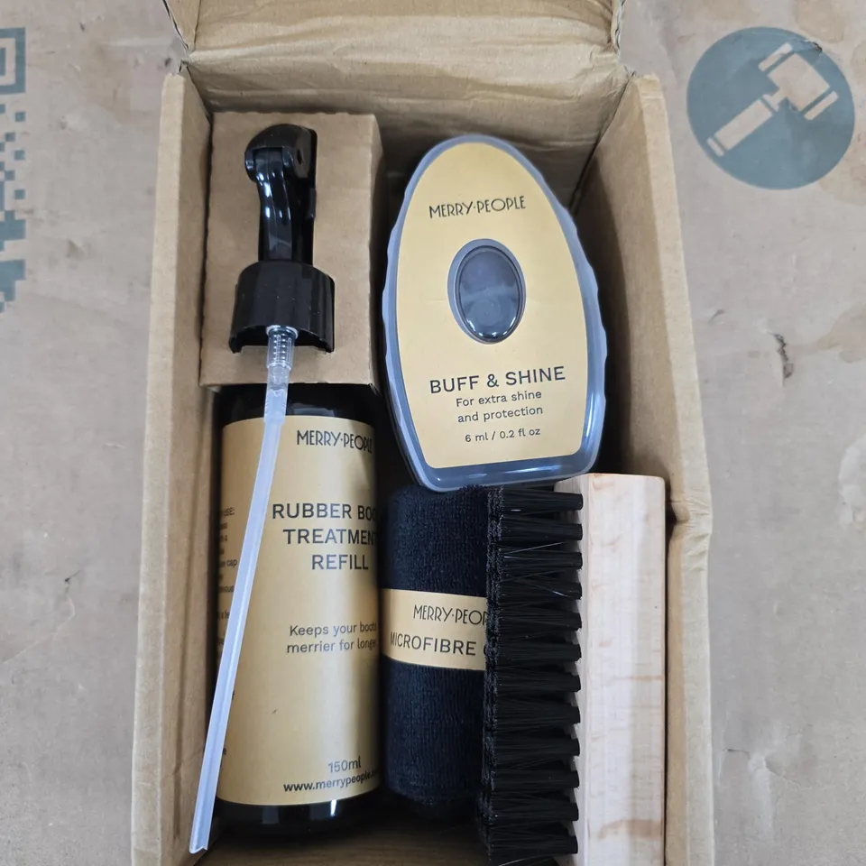 MERRY PEOPLE BOOT CARE KIT – BUFF & SHINE, BOOT TREATMENT REFILL, MICROFIBRE CLOTH & BRUSH